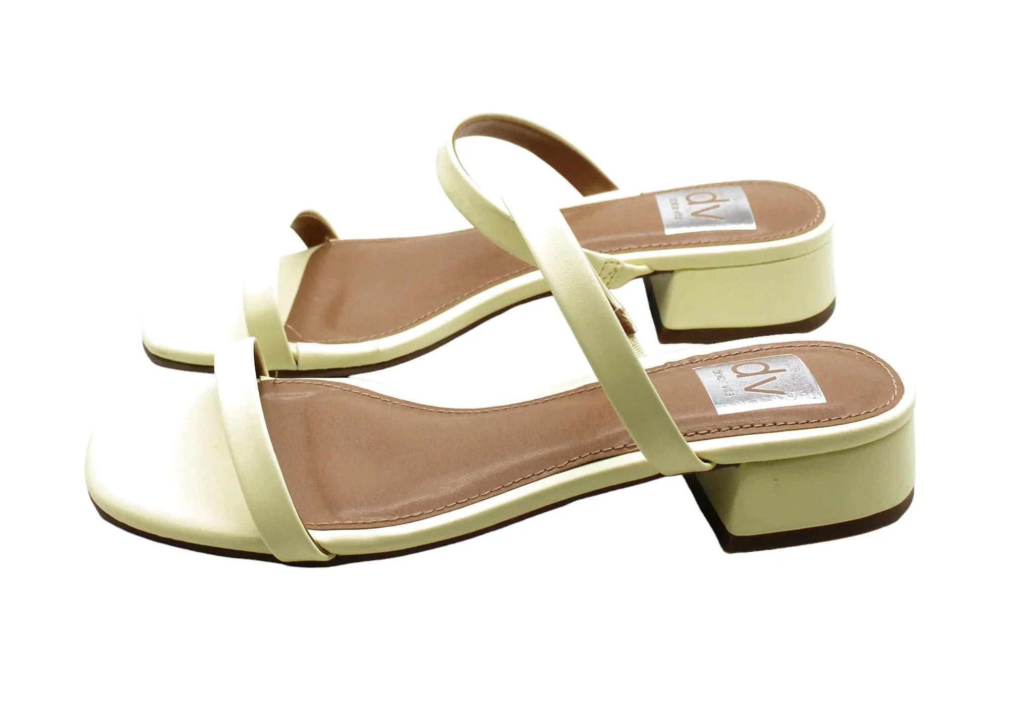 Dv Dolce Vita Women's Nadonna Block-Heel Barely-There Slides - Light Yellow(Size 6.5 US)