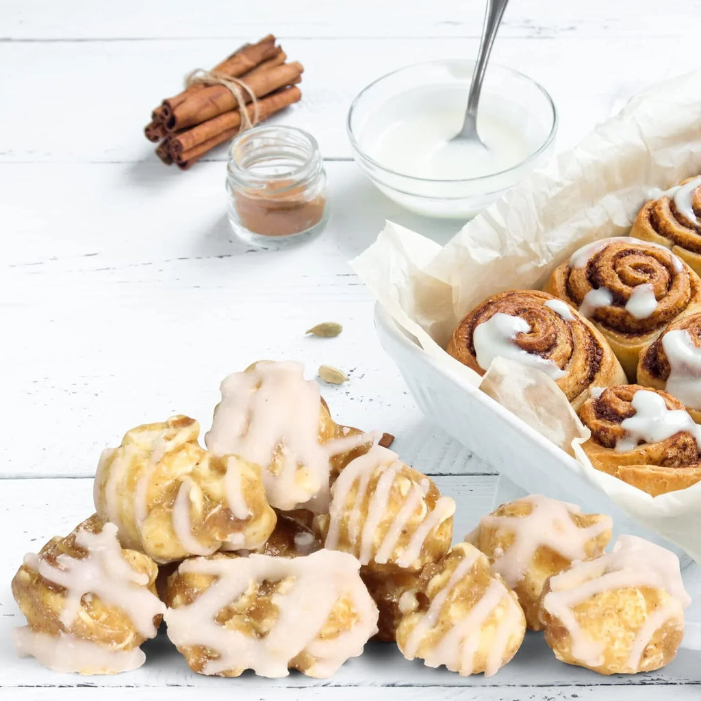 Grmet Cinnamon Swirl Popcorn By Its Delish; 1 Lb Bulk Bag; – Festive Caramel Air Popped Sweet Crunchy Popcorn With White Glaze Corn Snack; Parties – Gluten Free; Vegan; Kosher