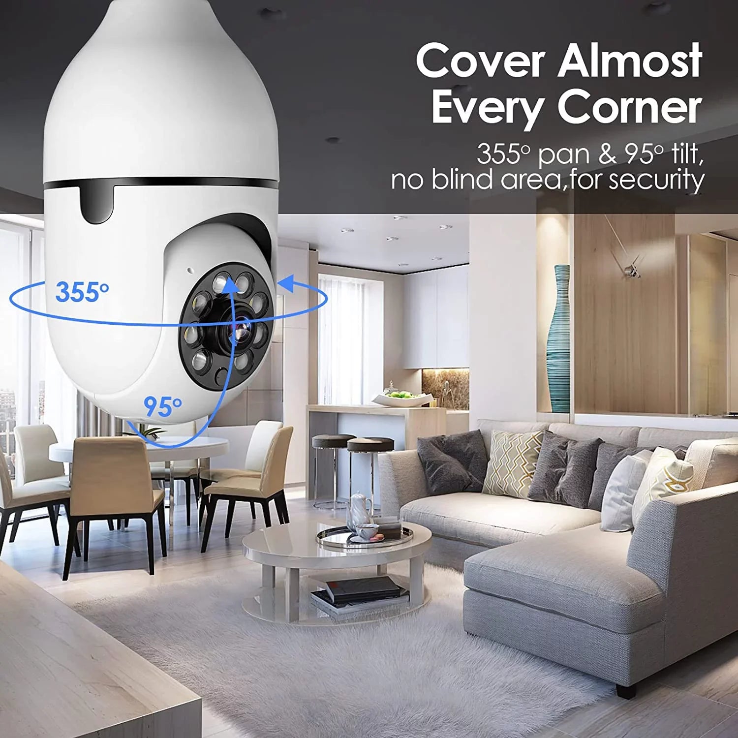 Light Bulb Camera; 1080P Wi-Fi E27 Security Camera; 360 Degrees Outdoor Surveillance Camera; Full-Color Camera Mobile Phone Remote View and Night Vision(2 PCS)
