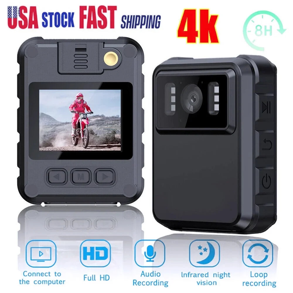 JLLOM Police Body Camera - Mini Camcorder with 1080P Audio Video DVR and IR Night Vision