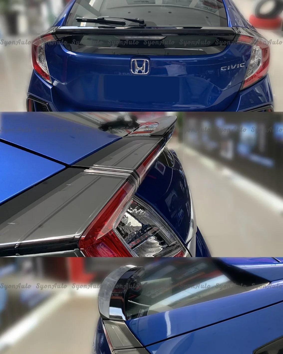 FITS 2017-2021 HONDA CIVIC HATCHBACK GLOSSY BLACK JDM V2 DUCKBILL TRUNK SPOILER LID