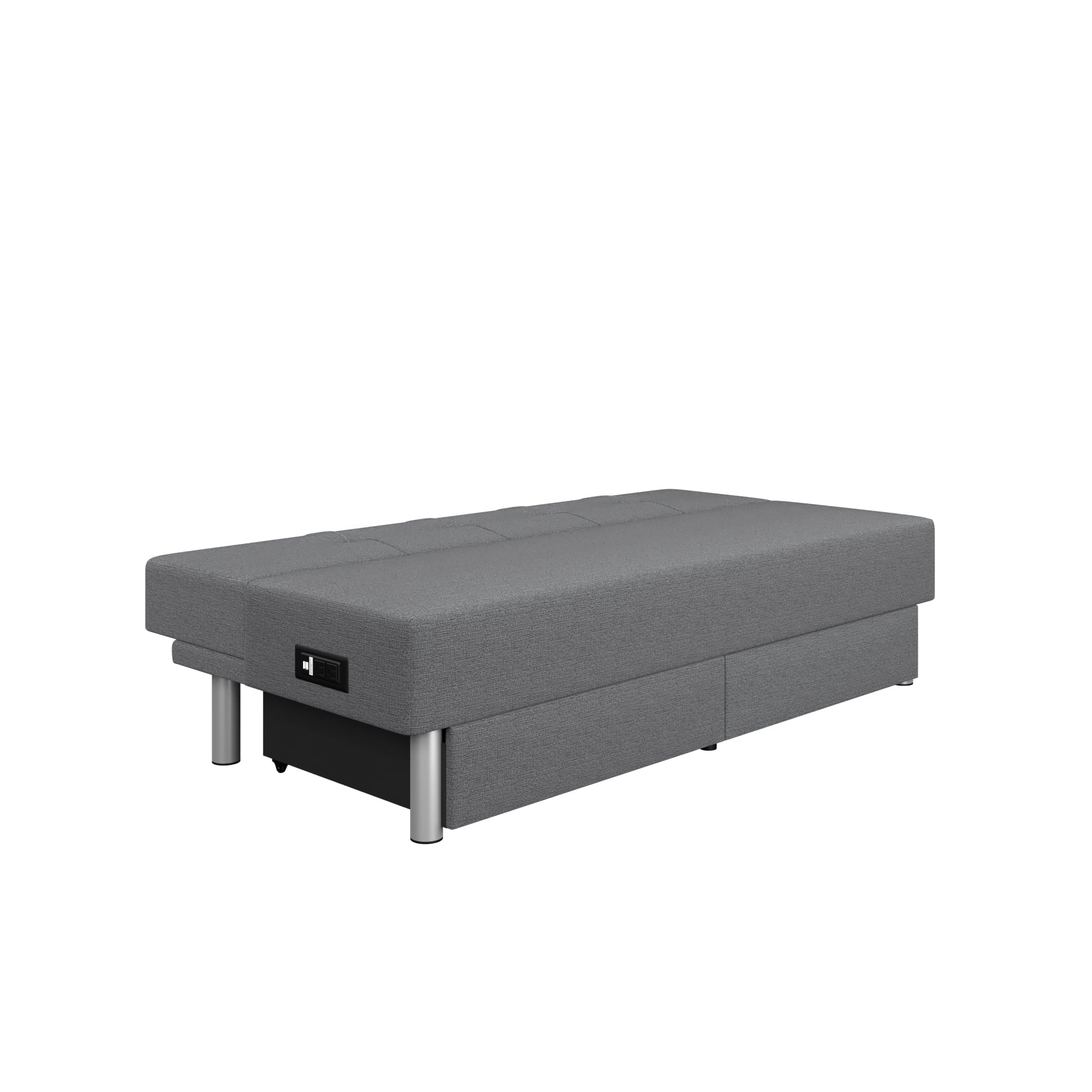 Serta Windsor Futon with Storage and Power; Gray Fabric