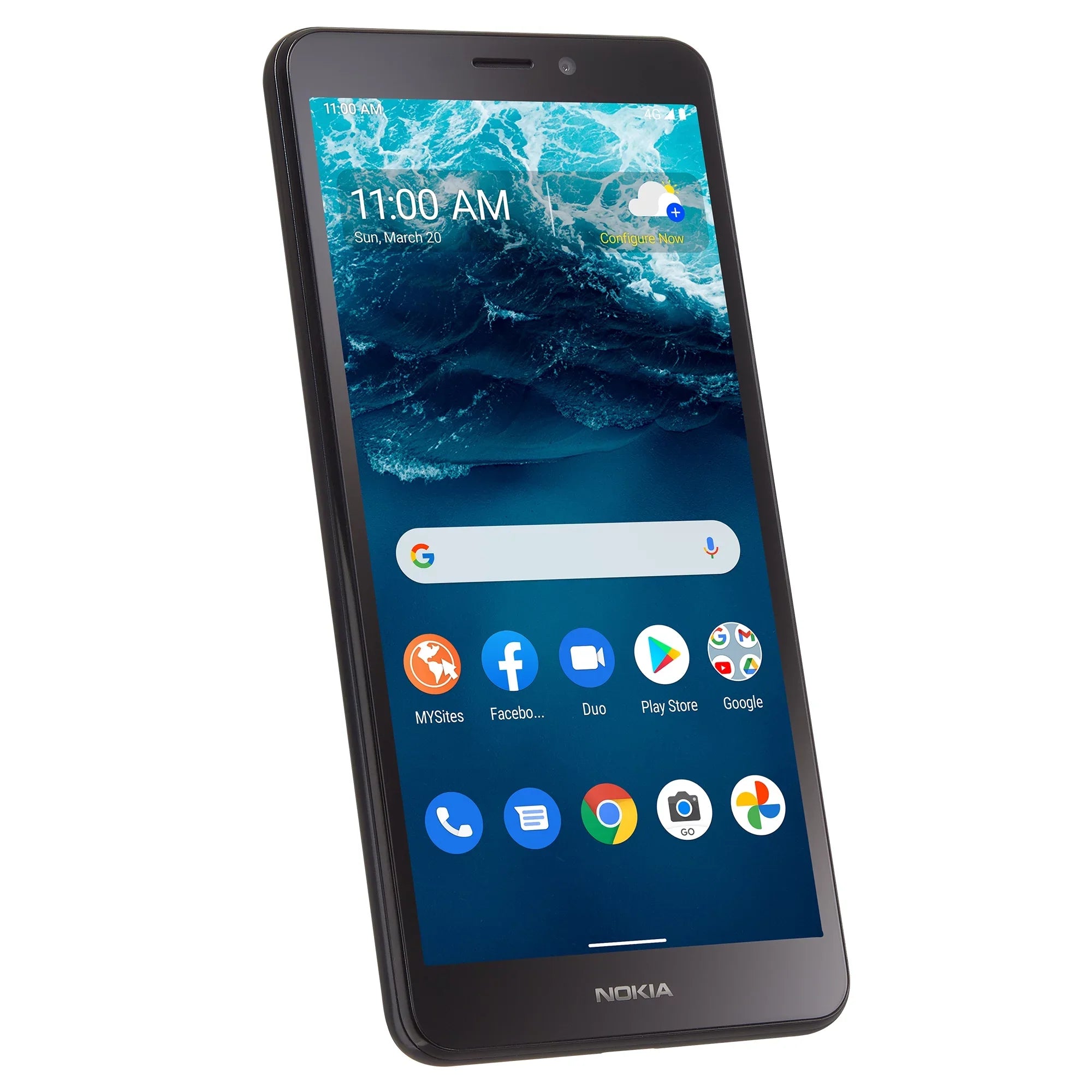 Total By Verizon Nokia C100; 32GB; Blue- Prepaid Smartphone [Locked to Total by Verizon]