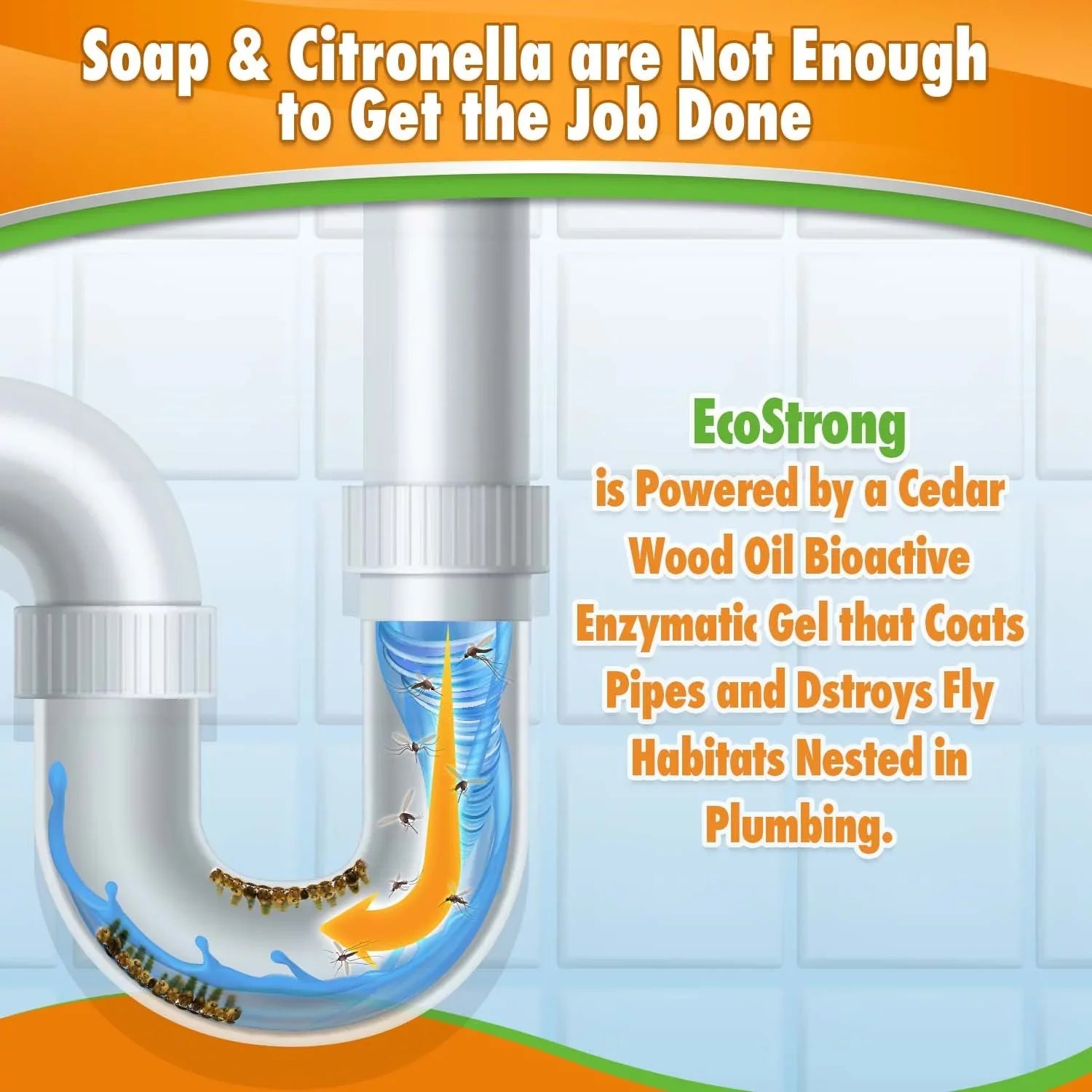 Fruit Fly Drain Treatment; Drain Fly Eliminator; Eliminates Gnats; Sewer Flies With EcoStrong - 2 Gallon