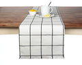 Sticky Toffee Table Runner Cotton Farmhouse Plaid 14 in x 72 in; Table Décor for Kitchen or Dining; Cream Cloth Woven Table Runners