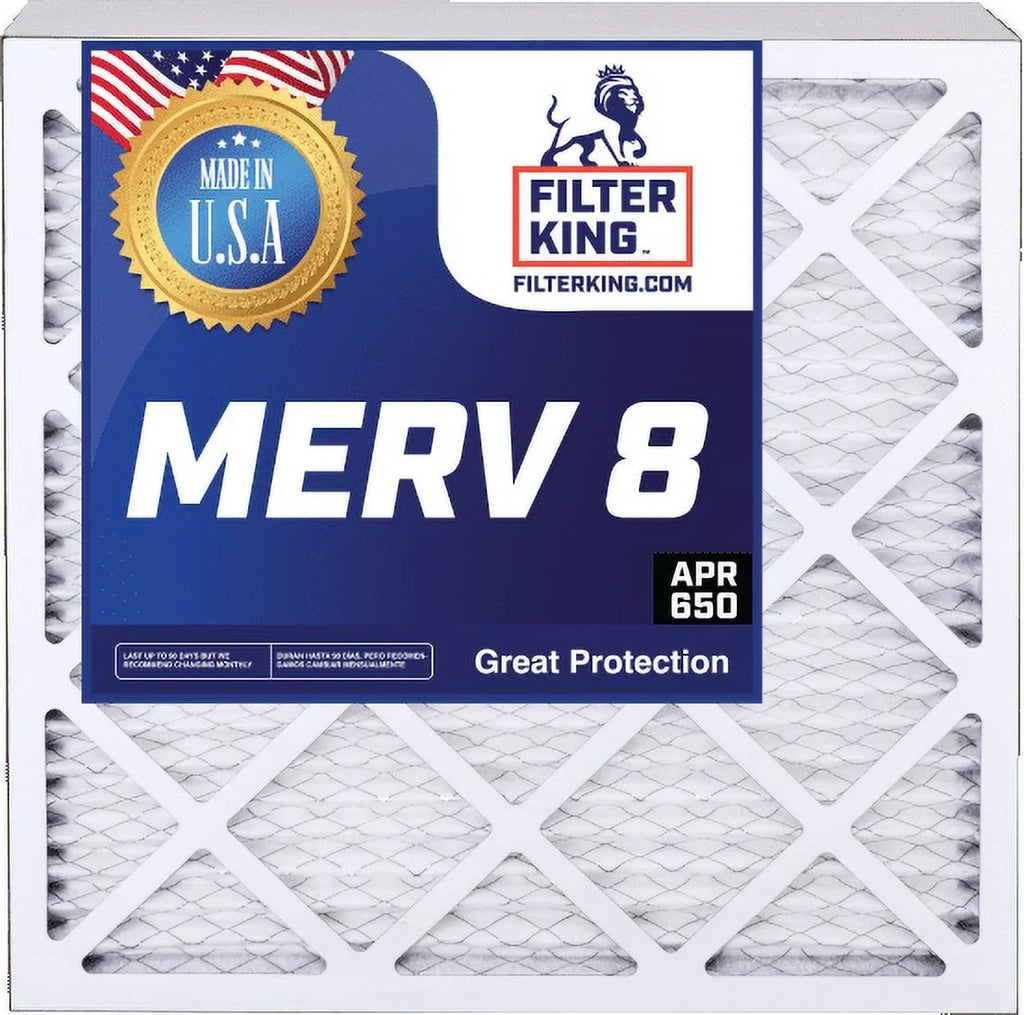 Filter King 20x25x2 Air Filter | 5-PACK | MERV 8 HVAC Pleated A/C Furnace Filters | MADE IN USA | Actual Size: 19.5 x 24.5 x 1.75"