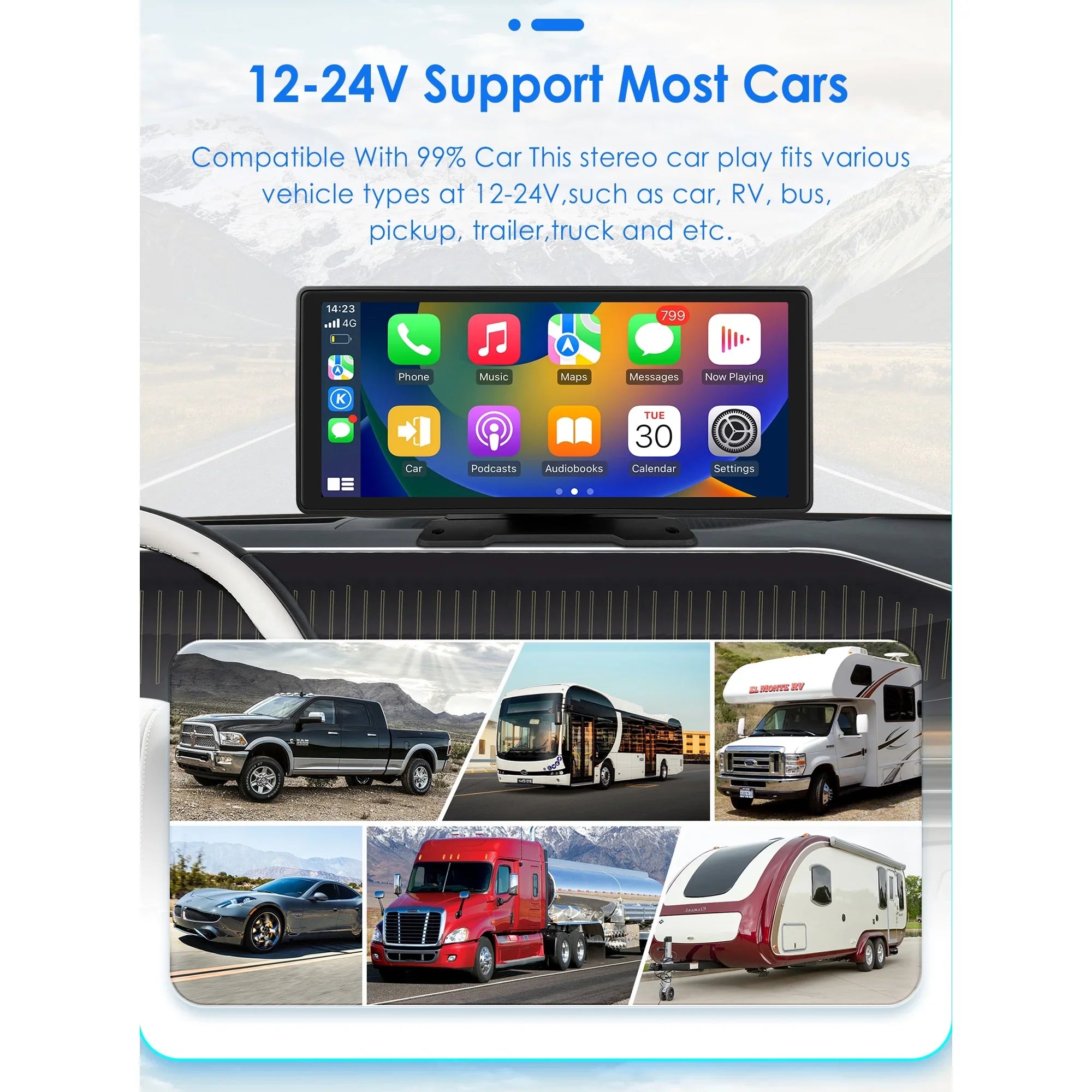 Android Auto Wireless Apple Carplay 360° Adjustable 10.26 millimeter Touchscreen Car Radio Stereo Head Unit Bluetooth GPS Navigation Player With Backup Camera