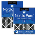 Nordic Pure 16x20x4 (3 5/8) Pleated Air Filter MERV 12 Pleated + Carbon 2 Pack