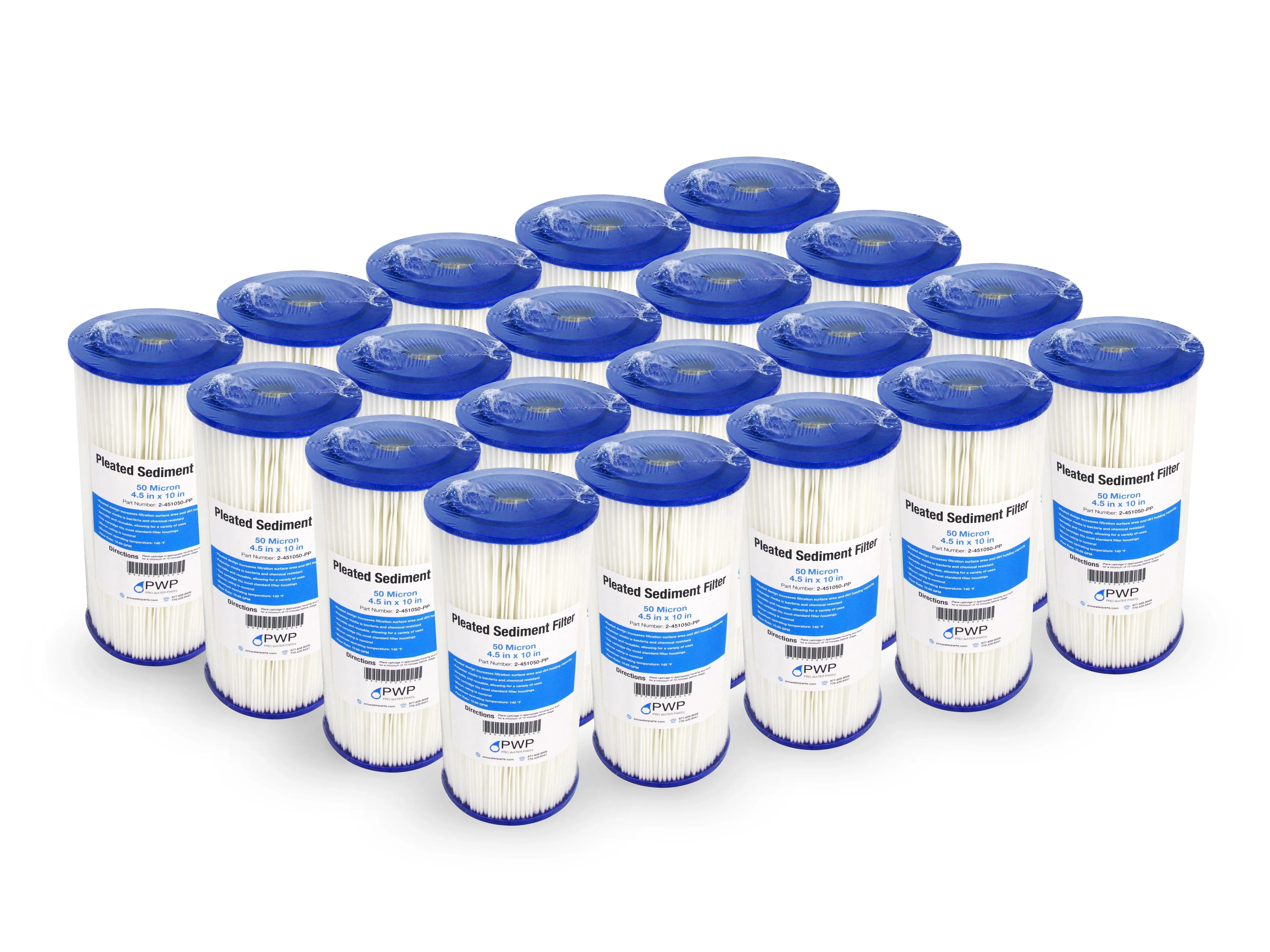 Pleated Poly Filter Cartridge 10x4.5" 50 Micron 20 Pack