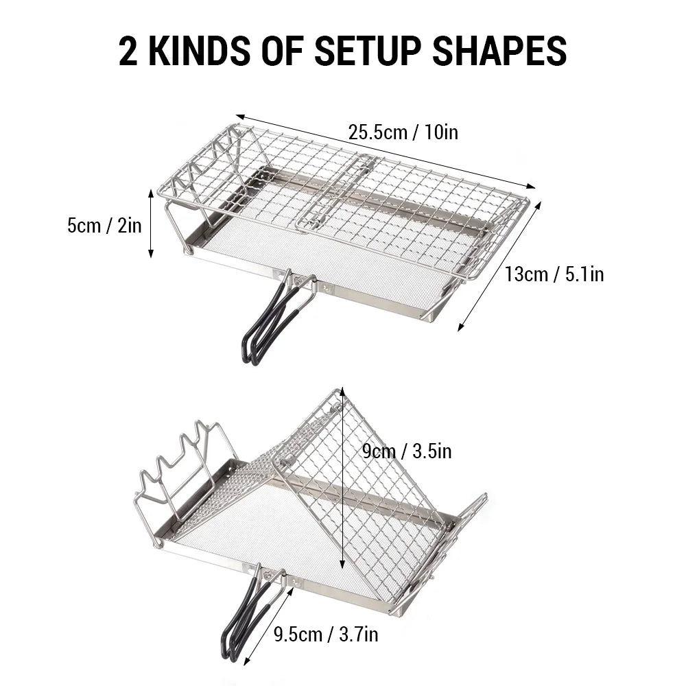Stainless Steel Folding Camp Stove Toaster Rack - Ideal Bread Toaster for Camping; Backpacking; and Picnics