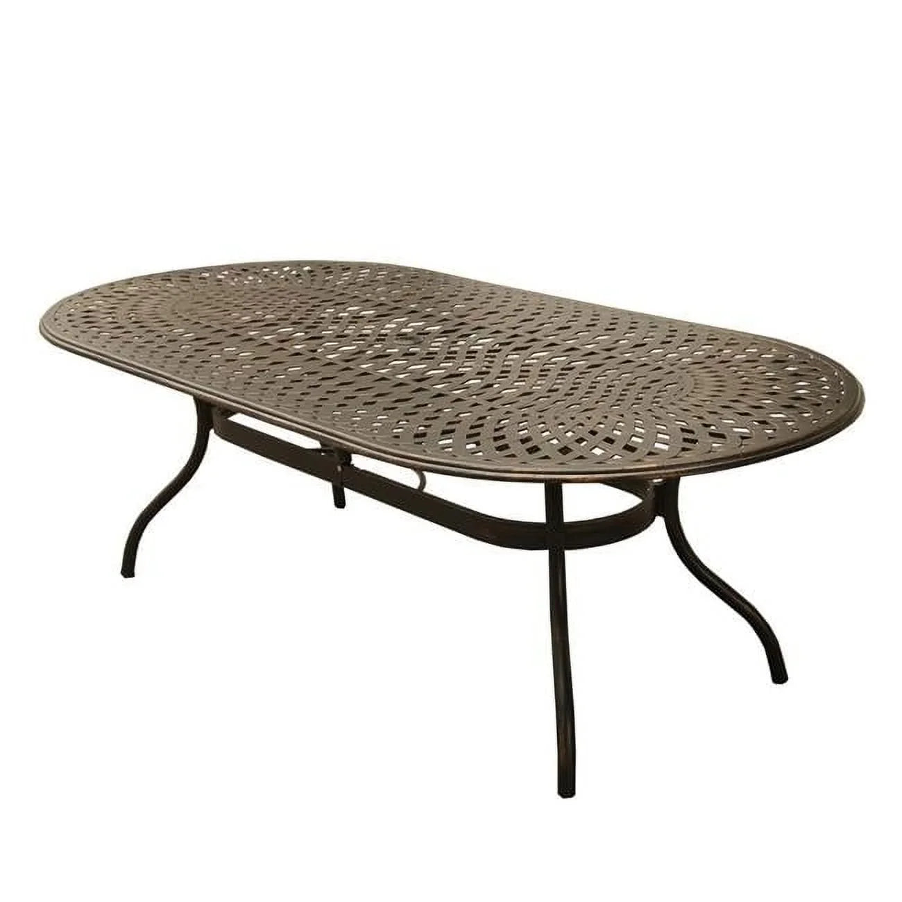 95 in. Contemporary Modern Outdoor Mesh Lattice Aluminium Oval Dining Table; Bronze