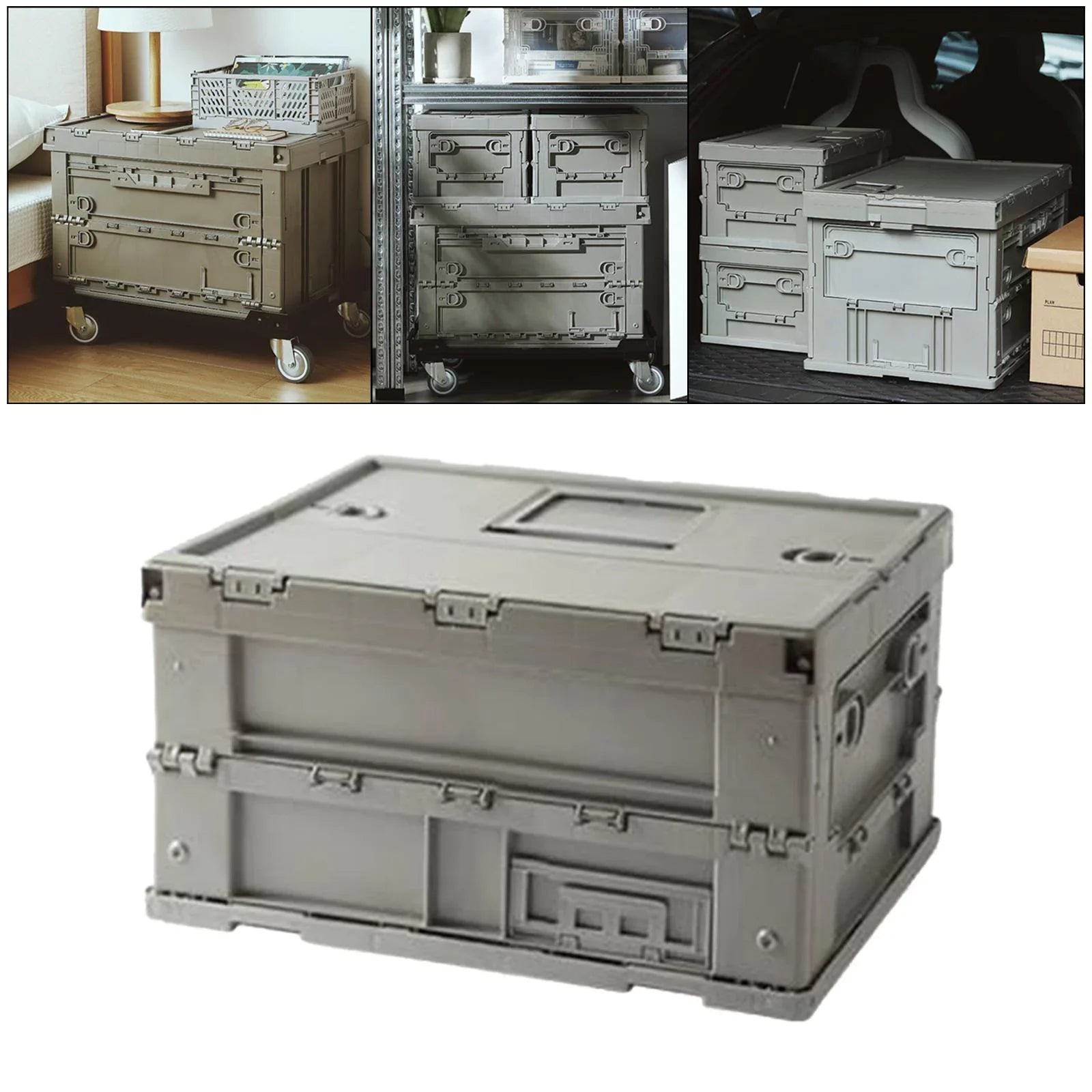 Storage Box Versatile Storage Bins Collapsible Crate Trunk Organizers Multifunctional Storage Containers Gray Green; 41x29.5x22cm