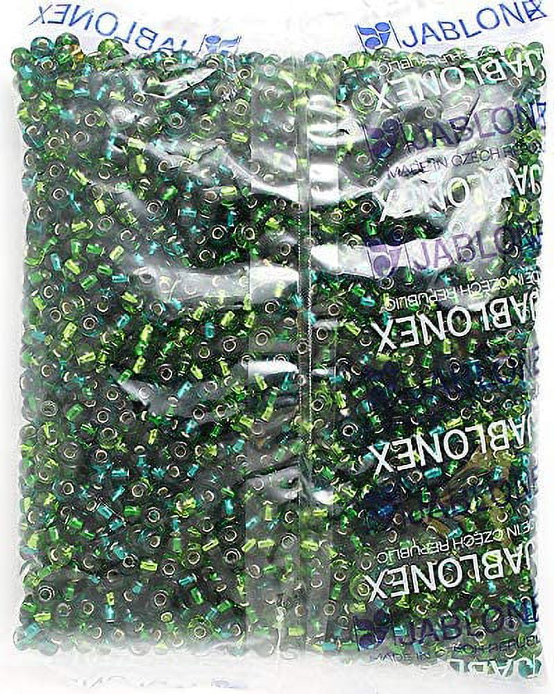 John Bead Czech Pony Beads 2/0 Silver Lined Seagreen Mix Bead for Jewelry Making Crafts; 500g
