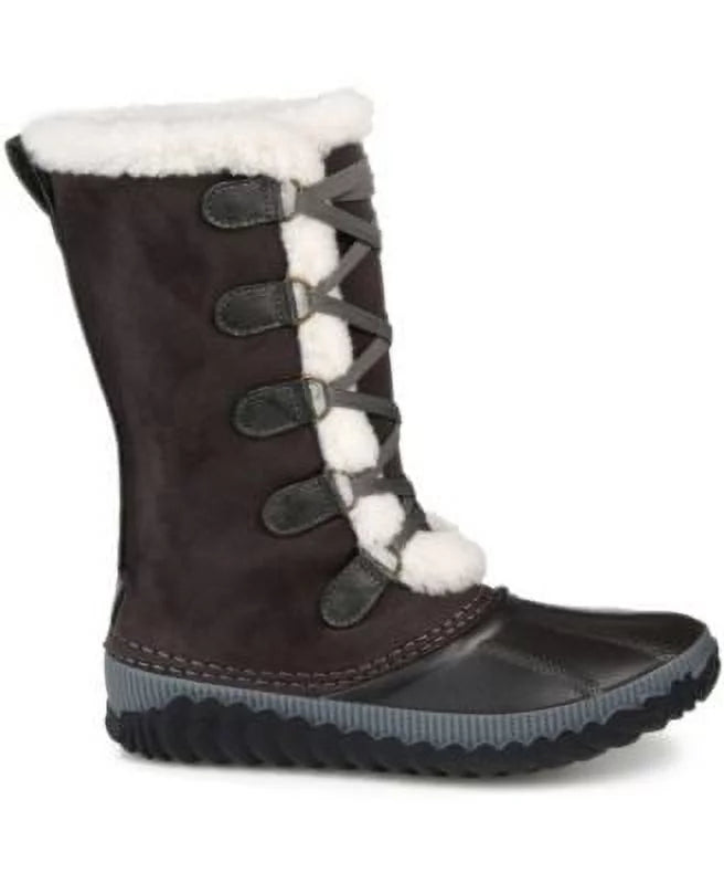 JOURNEE COLLECTION Womens Gray Two-Toned Fleeced Lined Insulated Fluidproof Blizzard Round Toe Lace-Up Snow Boots 11