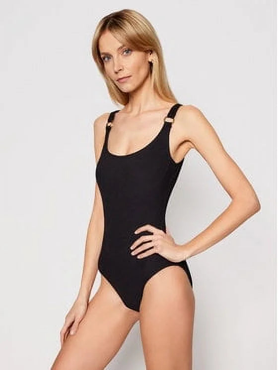 Michael Kors BLACK Logo Underwire One-Piece Swimsuit; US 4