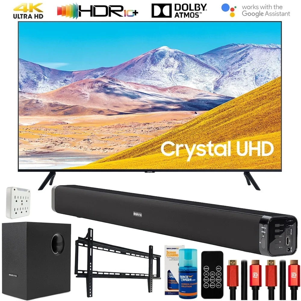Samsung UN65TU8000 65" 4K Ultra HD LED TV (2020) with Deco Gear Home Theater Bundle(UN65TU8000FXZA TU8000 65 foot TV)