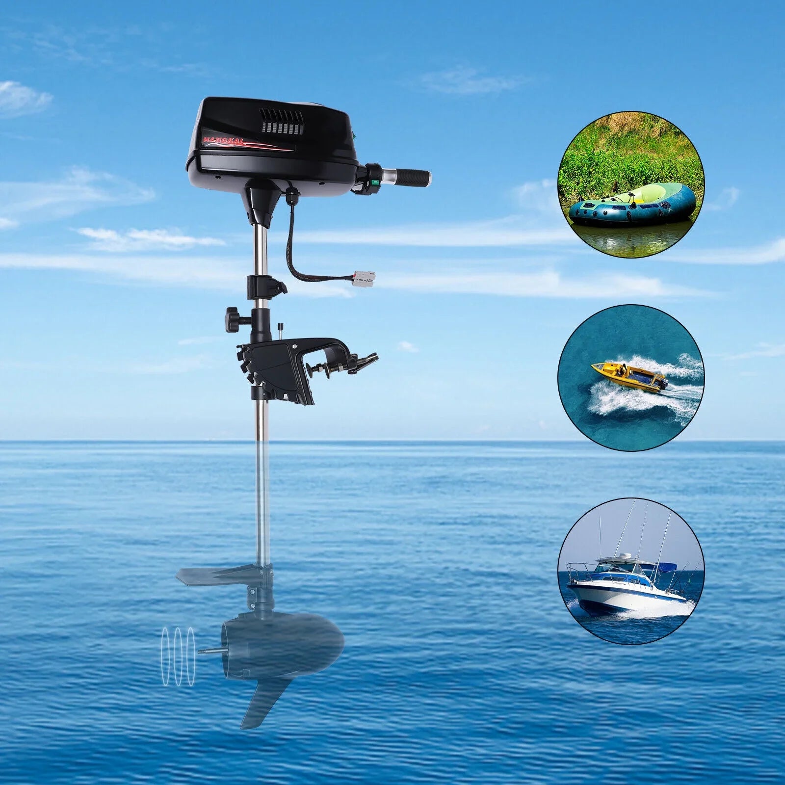 ZhdnBhnos 2.2KW 60V 10HP Heavy Duty Outboard Motor Fishing Boat Engine Powered Brushless Trolling Motor Tiller Control 3000 R/Min