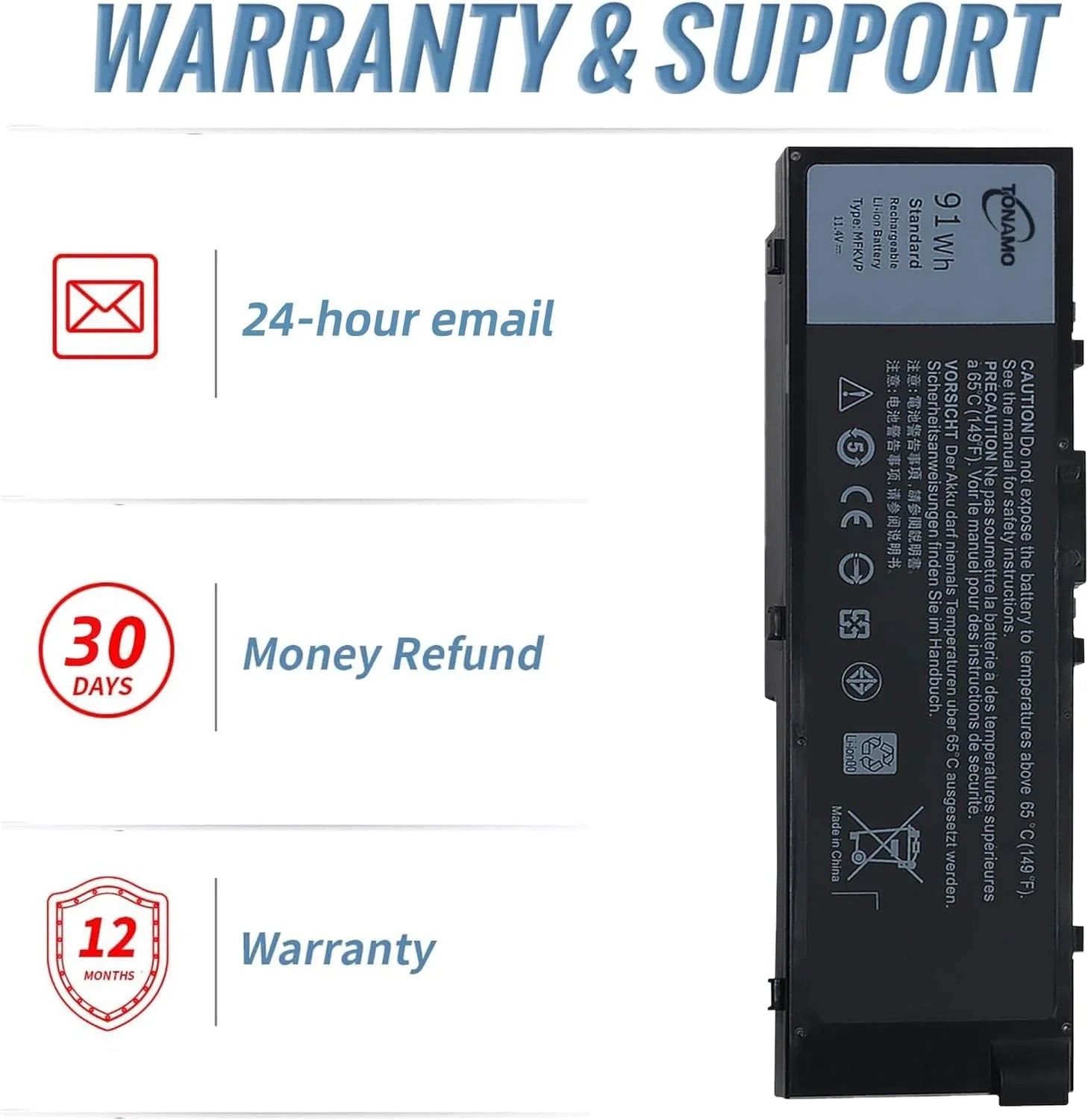 91Wh MFKVP Laptop y for Dell Precision 15 7510 7520 Precision 17 7710 7720 1G9VM 451-BBSB 451-BBSF GR5D3