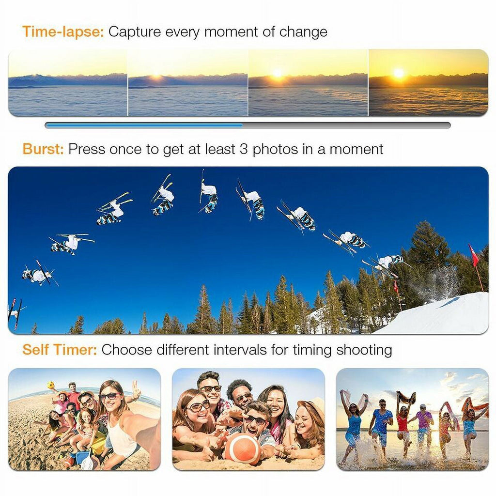 Action Camera HD 1080P Sports Camera Under 30M Fluidproof; TF Card; Battery; Carry Case Included