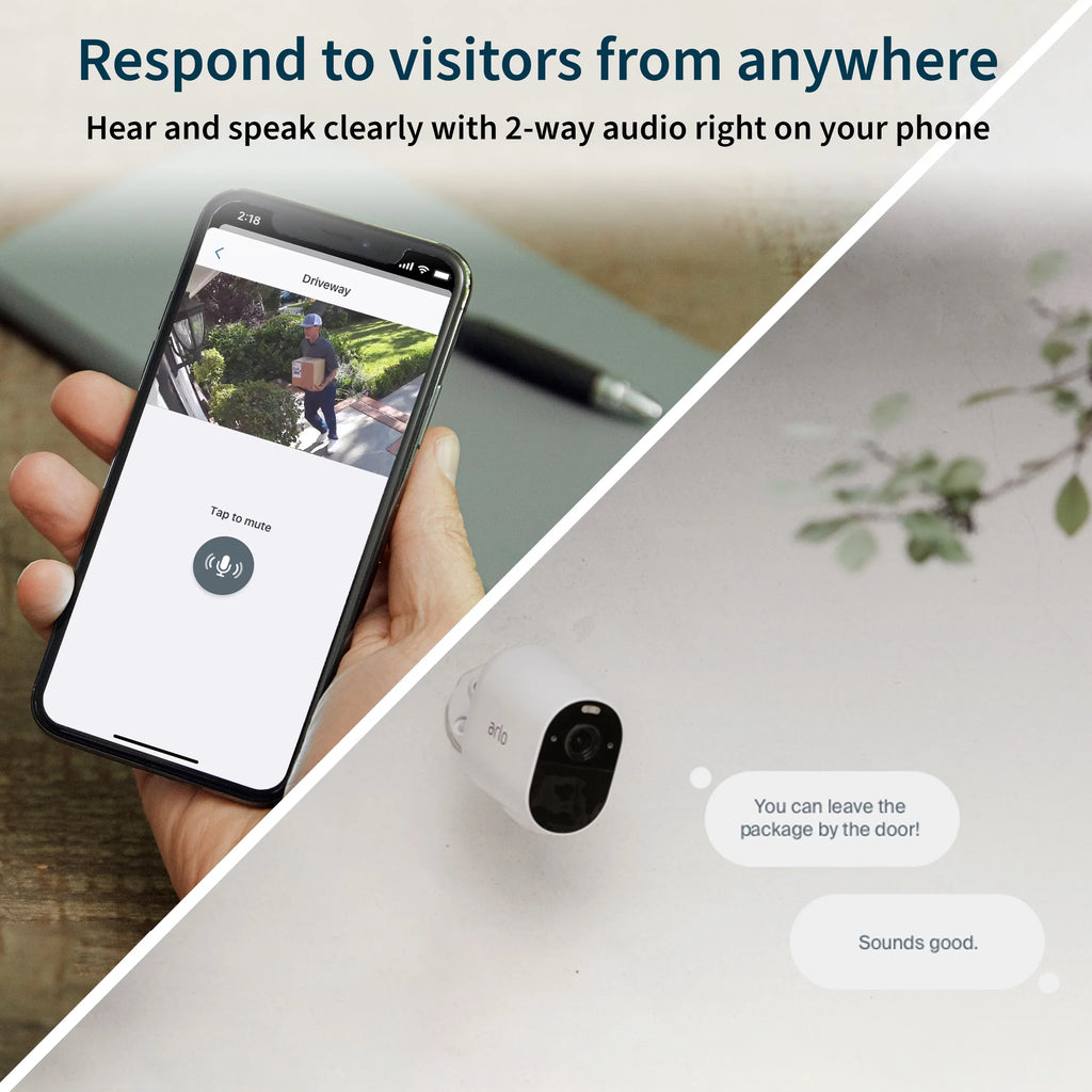 Arlo Essential Spotlight Camera - 3 Pack - Wireless Security; 1080p Video; Color Night Vision; 2 Way Audio; White - VMC2330