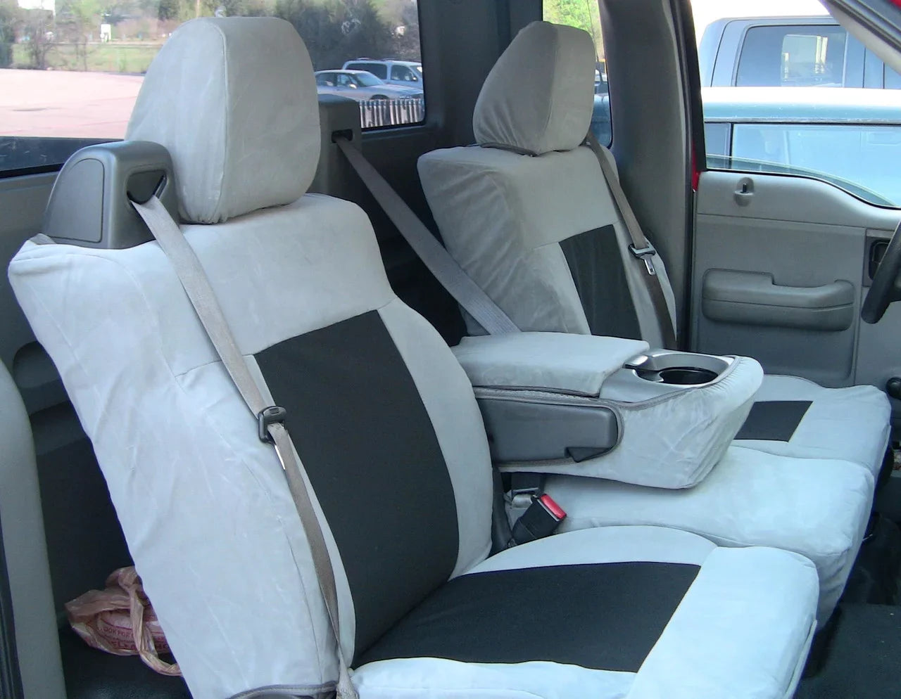 F369 2004-2008 Ford F150 XLT Super Cab Front 40/20/40 Split Seat with Adjustable Headrests; Center Opening Console in Gray Twill