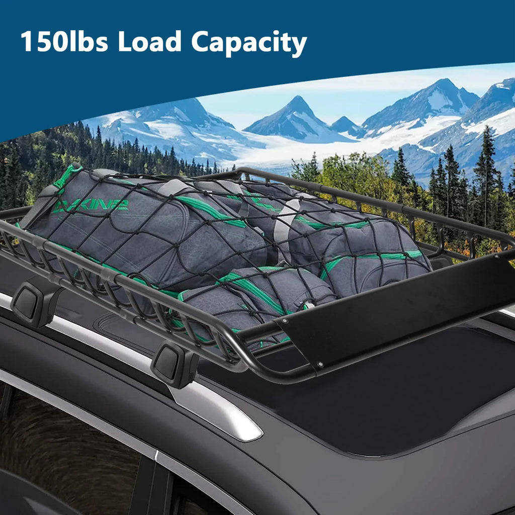 45" x 36" Universal Roof Rack Basket Heavy Duty Rooftop Cargo Rack; 150 lbs Cargo Carrier for Top of Vehicle for SUV; Truck; & Car Luggage Holder; Black