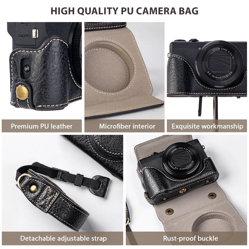 Shinysix Camera Bag;Case Pu Leather Pu Leather Camera Removable Compatible With Leather Camera With