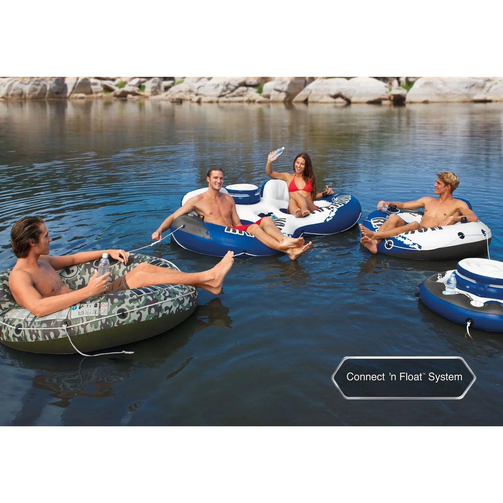 Intex River Run 1 Person Floating Tube (3 Pack) and 12 Volt Current-activated Air Pump