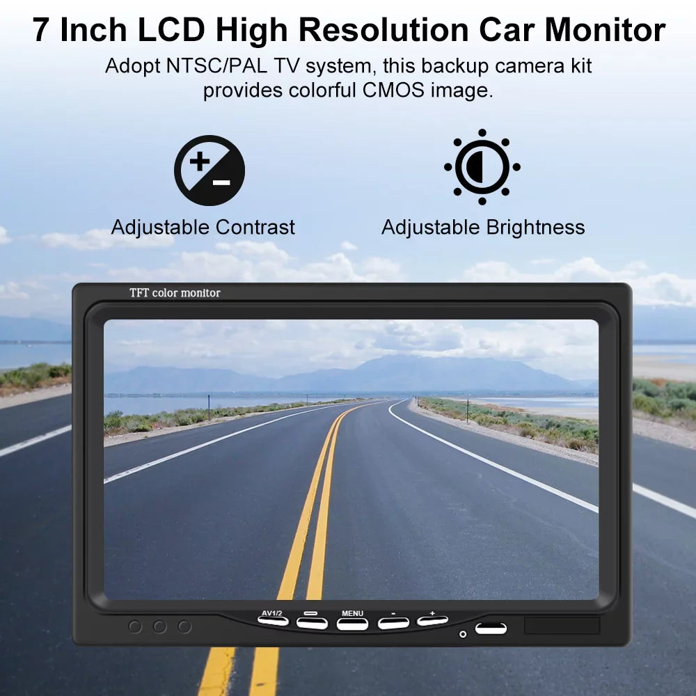 Podofo Vehicle Reverse Backup Cameras Monitor System Kit 12V/24V; 1080P Front Side Rear View Camera for RV Bus Truck Trailer Caravan Camper