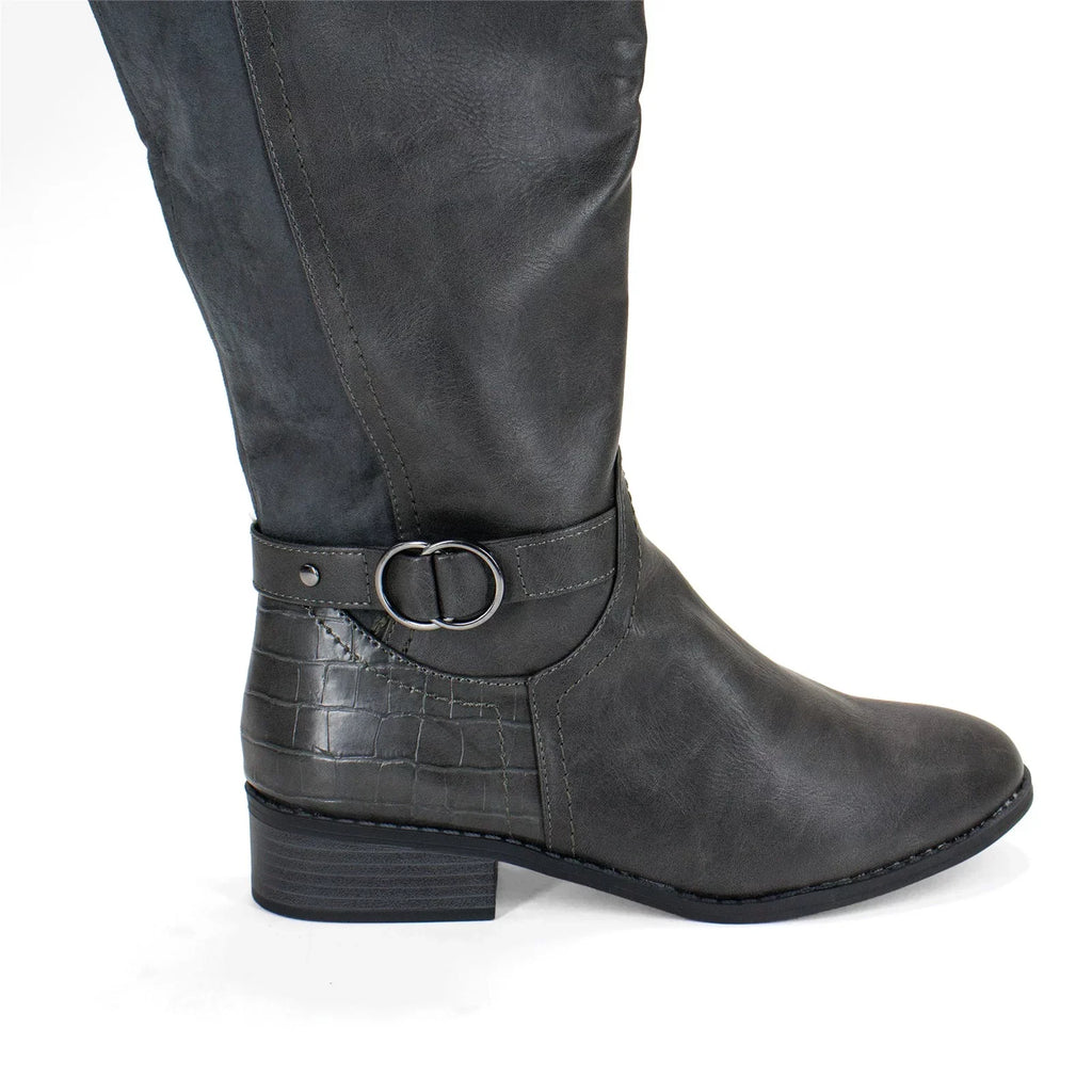 Karen Scott Women's Leandraa Extra Wide Calf Riding Boot; Grey;8 M US