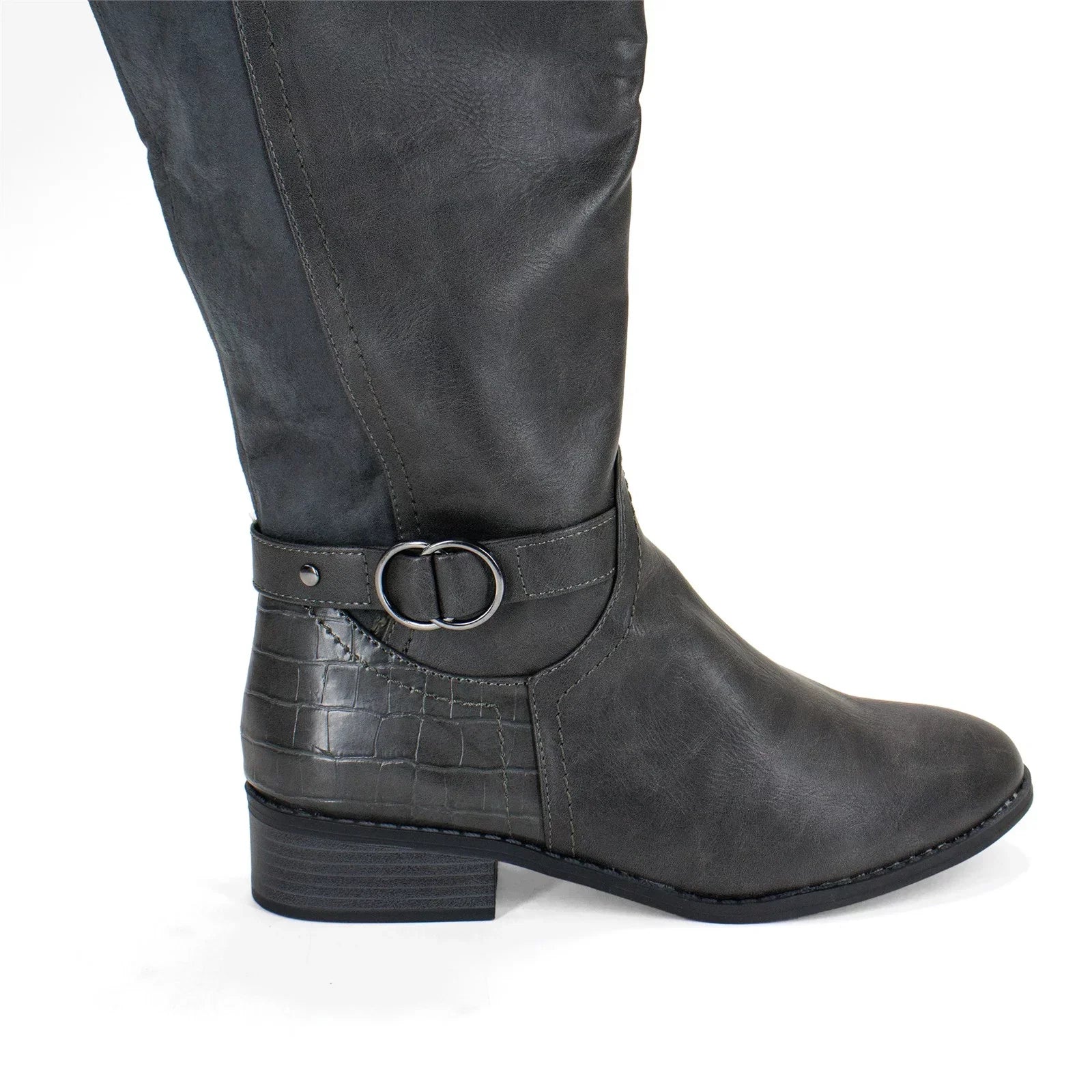 Karen Scott Women's Leandraa Extra Wide Calf Riding Boot; Grey;8 M US