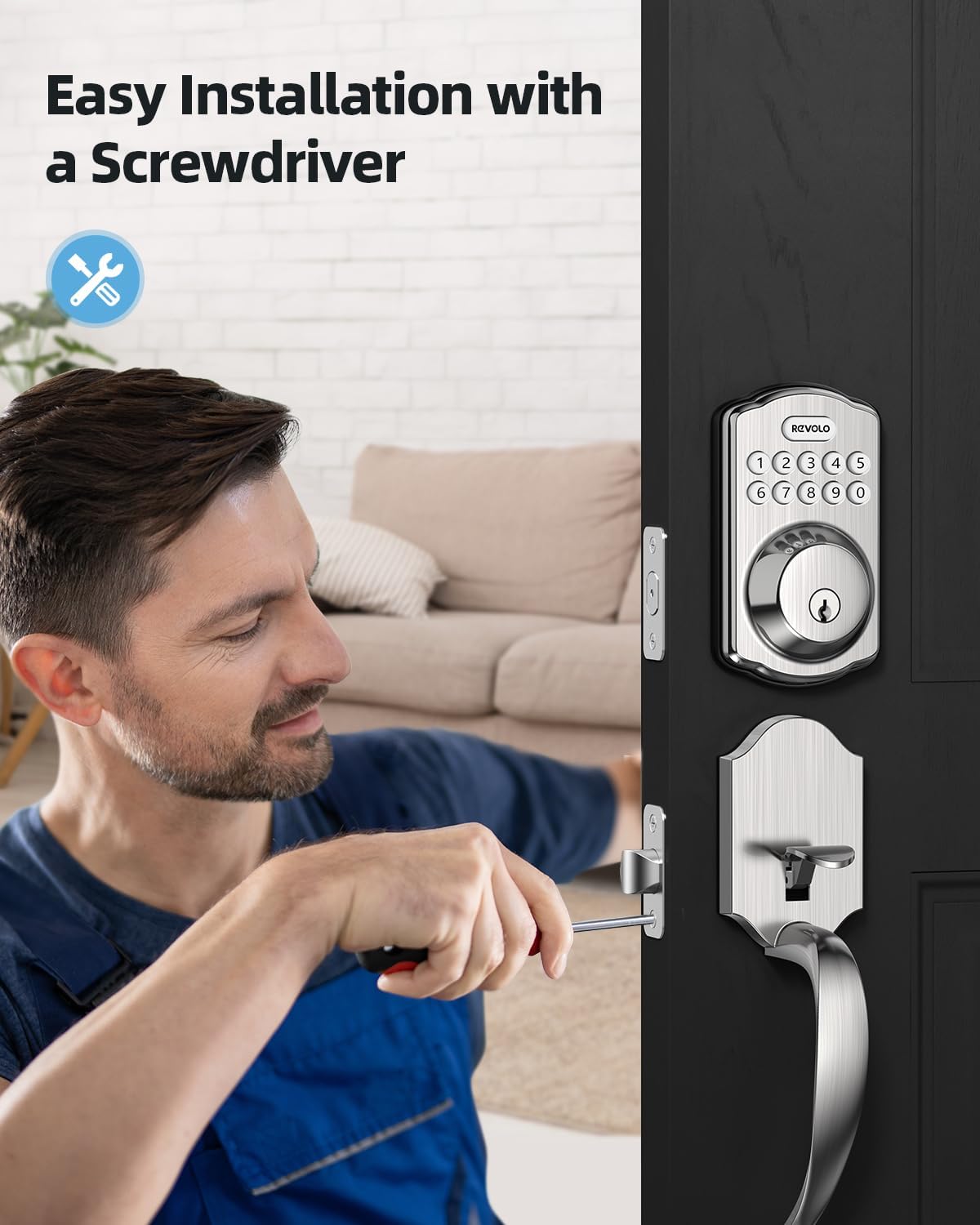 GOURE RE001 Electronic Keypad Deadbolt; Keyless Entry Door Lock; Keyed Entry; Auto Lock; Smart Lock with Handle; Front Door Handle Sets; Anti-Peeking Password; Oil-Rubbed Bronze