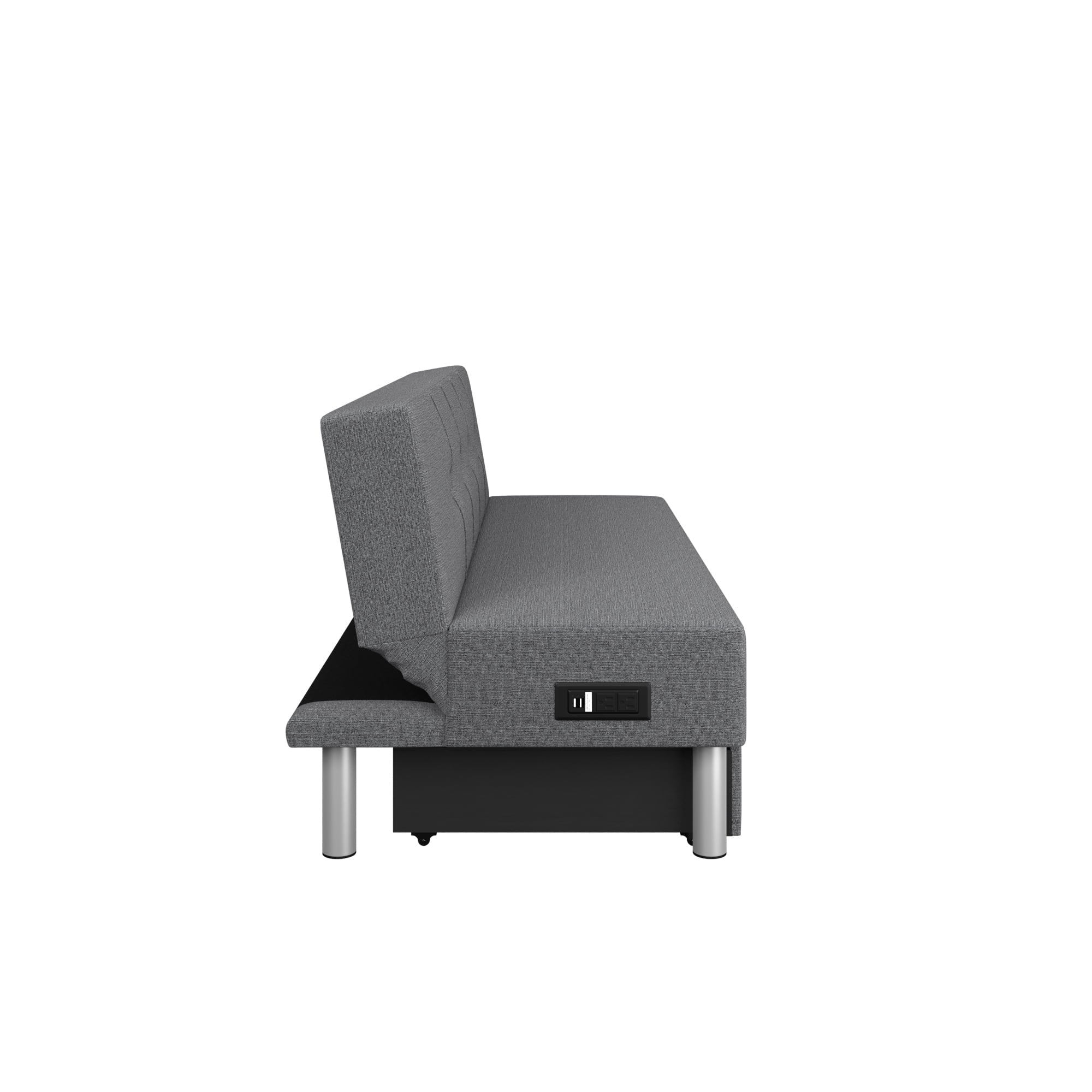 Serta Windsor Futon with Storage and Power; Gray Fabric