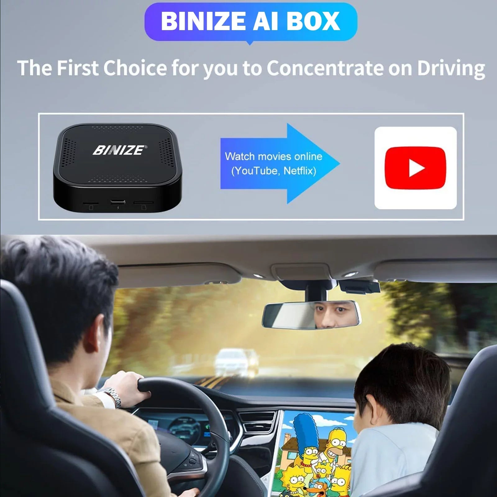 BINIZE ai Box Android Auto Wireless 4G Cellular;4+64G;8Core; Only Fit for Cars with OEM/Factory Wired CarPlay;Wireless CarPlay&Android System;Built-in Navigation;Support YouTube Netflix;etc
