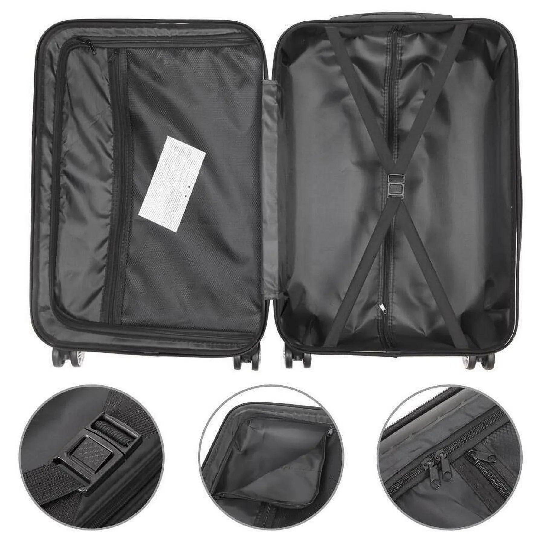 ABS Trolley Luggage Set with TSA Lock; Wine Red; 3-Piece
