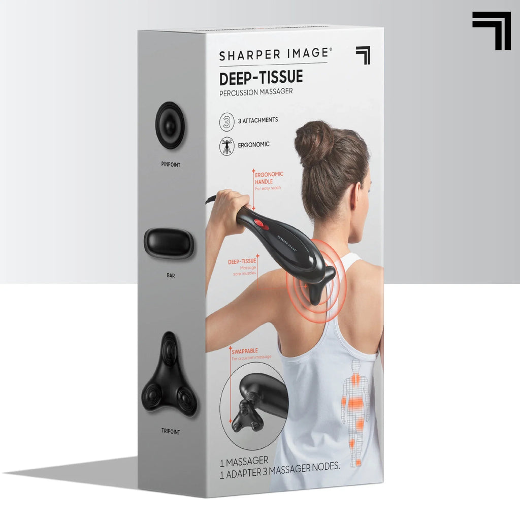 Sharper Image® Deep-Tissue Massager with Swappable Heads; Personal Massage for Neck and Back with Kneading and Soothing Heat; Relaxation and Calming Sensation; Interchangeable Nodes