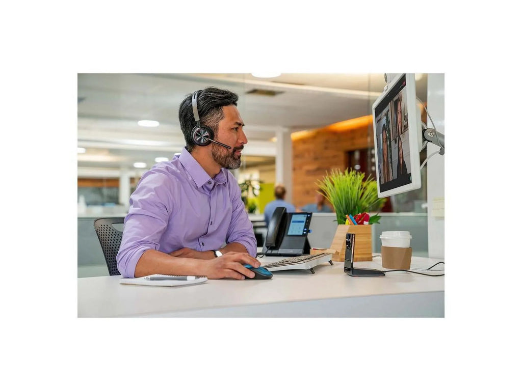 Poly Voyager Focus 2 USB-A Bluetooth Stereo Headset - Siri; Google Assistant - Stereo - USB Type A - Wired/Wireless - Bluetooth - 298.6 ft - 20 Hz - 20 kHz - On-ear; Over-the-head - Binaural - Supr...