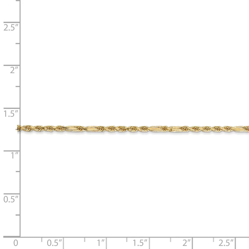 Real 14kt Yellow Gold 1.8mm Diamond Cut Milano Rope Chain Chain Bracelet; 7 inch; for Adults and Teens; for Women and Men
