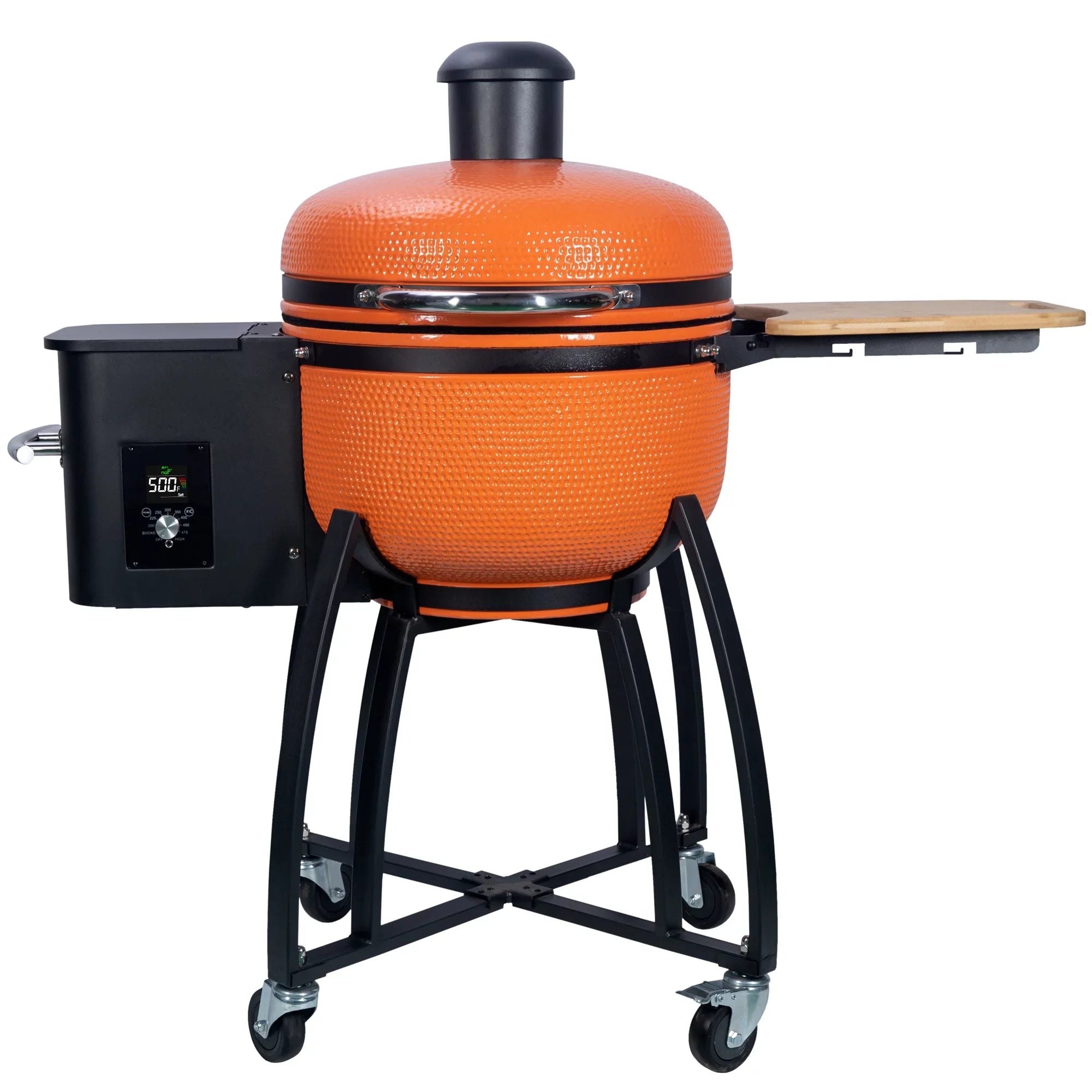 24 "Ceramic Pellet Grill with 19.6" diameter Gridiron Double Ceramic Liner 4-in-1 Smoked Roasted BBQ Pan-roasted for Outdoors Patio;Orange