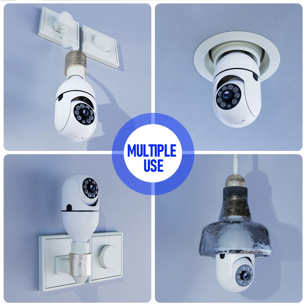 TOGUARD E27 1080P Light Bulb Camera 2.4G Wifi Dome Security Camera Wireless Outdoor; 2-Way Audio Color Night Vision 360° IP Camera with Motion Detection Remote Access (2PCS)