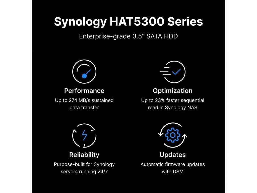 Synology HAT5300-4T 4TB 7200 RPM 256MB Cache SATA 6.0Gb/s 3.5" Enterprise 3.5" SATA HDD Retail