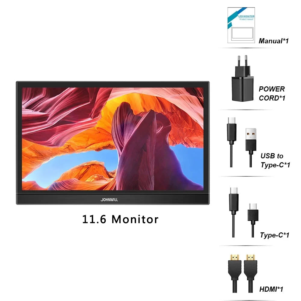 Protable Monitor 11.6 foot 1366x768 60Hz TouchScreen Compture Monitor For PC Gamer PS4 XBOX Stick Switch Raspberry PI Display