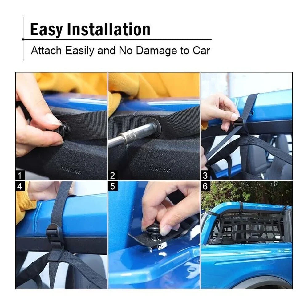 Teledu 2x Rear Side Cargo Net Restraint Protective Trunk Mesh 21+2 Door