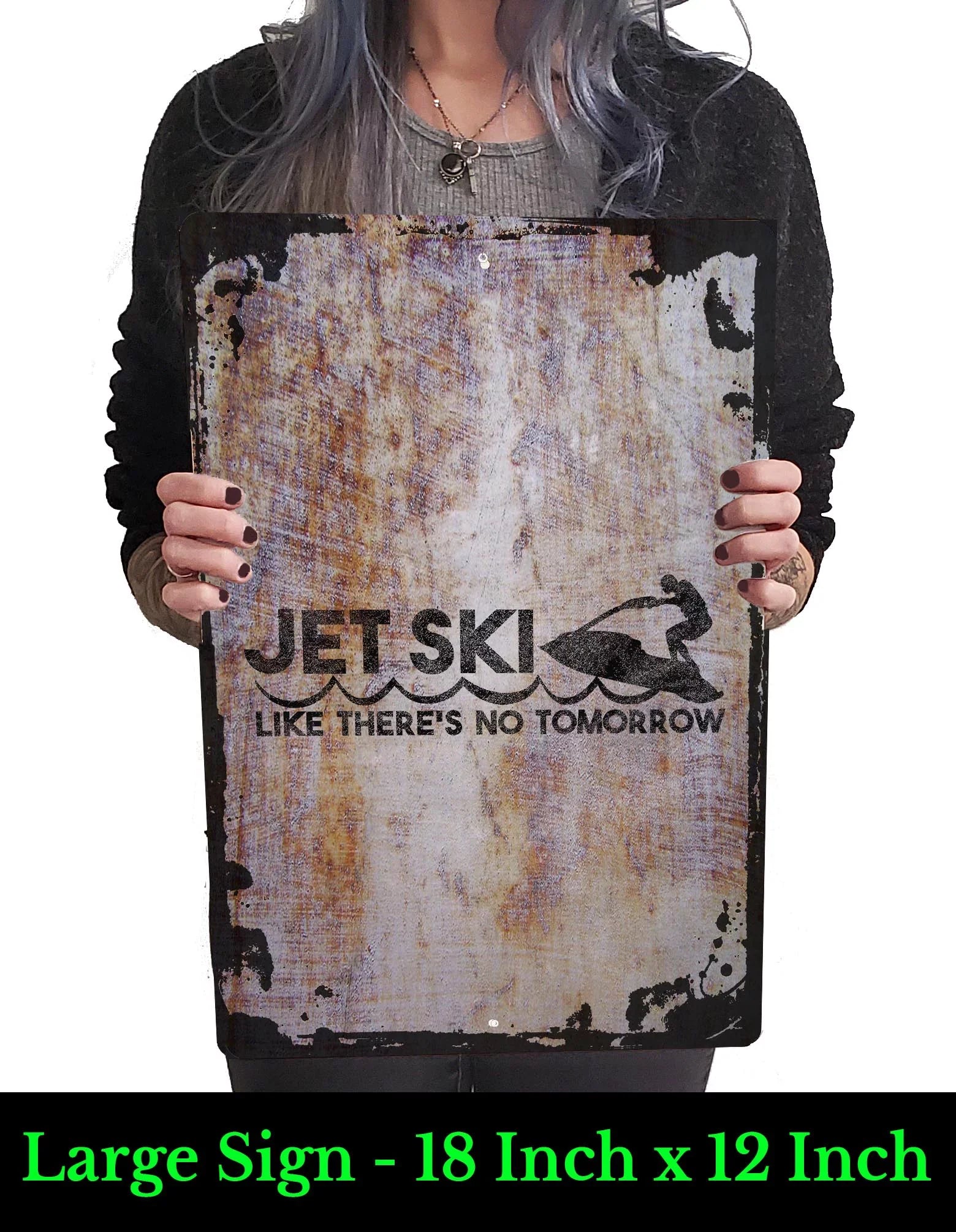 Jet ski like there's no tomorrow waves watersports Beige Wall Art Decor Funny Gift 12 x 18 foot