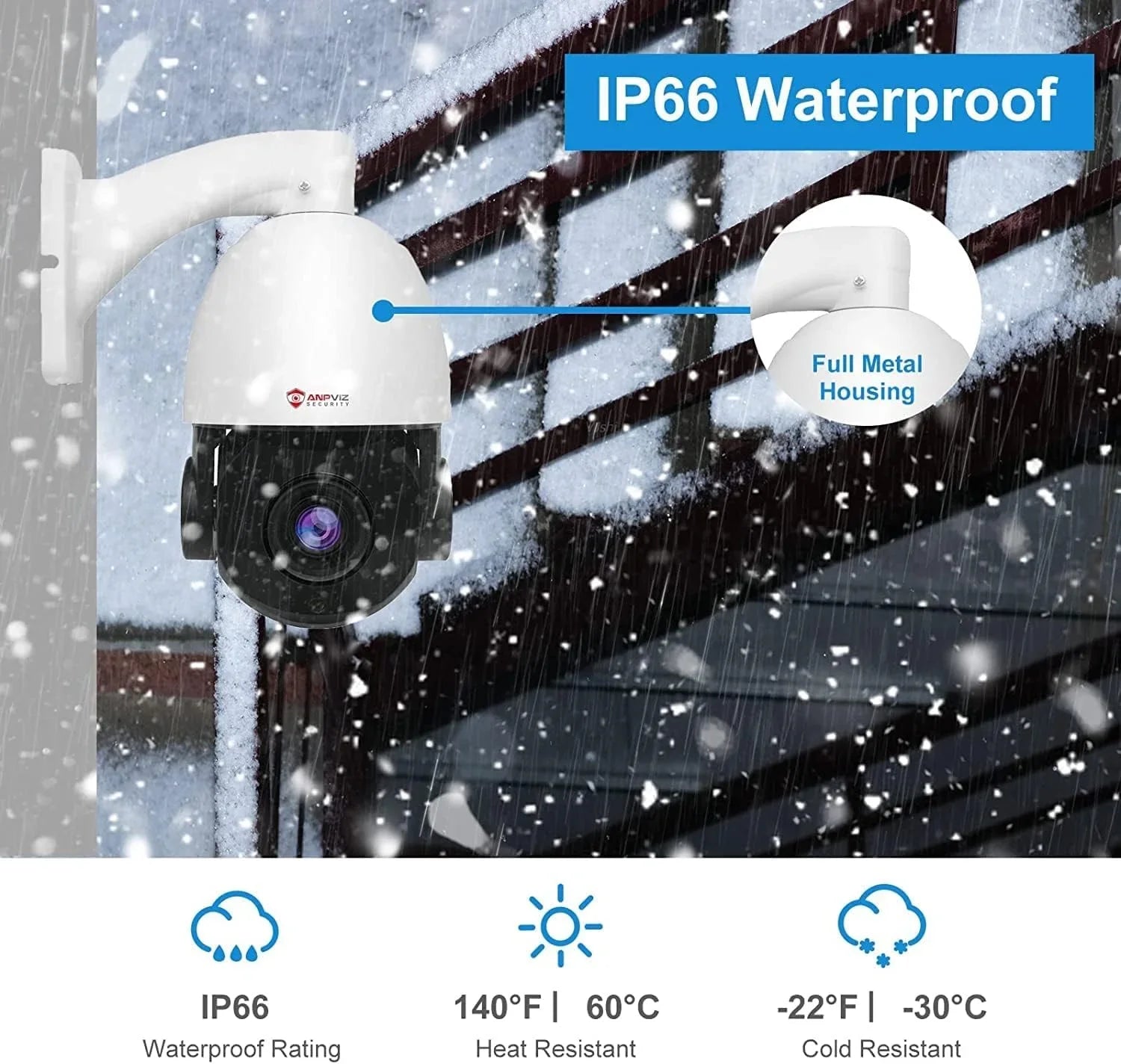 Anpviz 5MP PoE PTZ IP Surveillance Camera 20X Optical Zoom; PTZ IP Security Camera Outdoor Indoor with Mic/Audio; Person Vehicle Detection; IR Night Vision; Metal; Pan 360°/Tilt 90°; IP66 Fluidproof