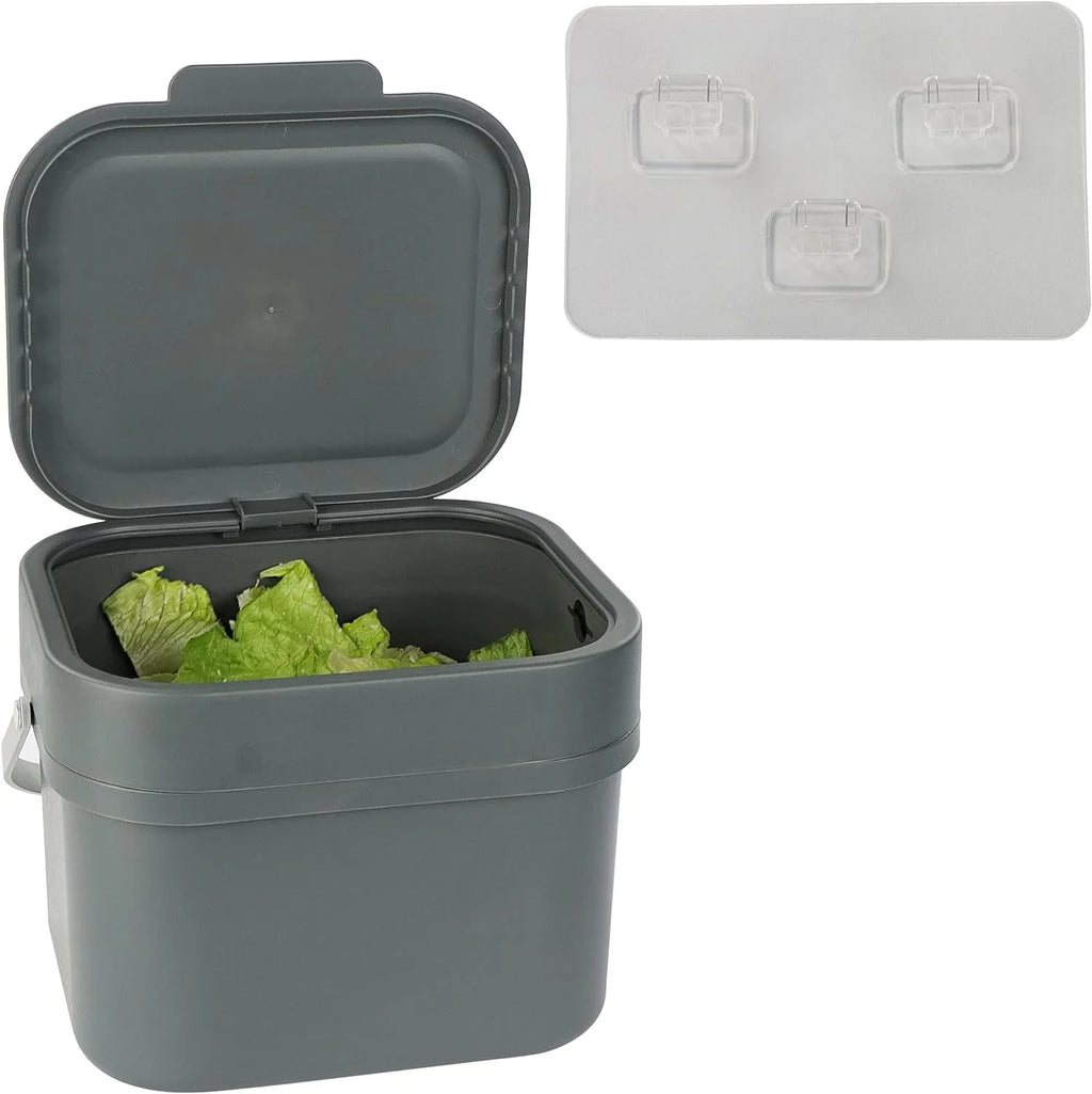 Small Compost Bin For Kitchen - 1Gal Countertop Compost Bucket For Food Scraps; Trash; Recycling And More - 4L Cabinet Or Wall Mounted Aluminum Indoor Compost Bin