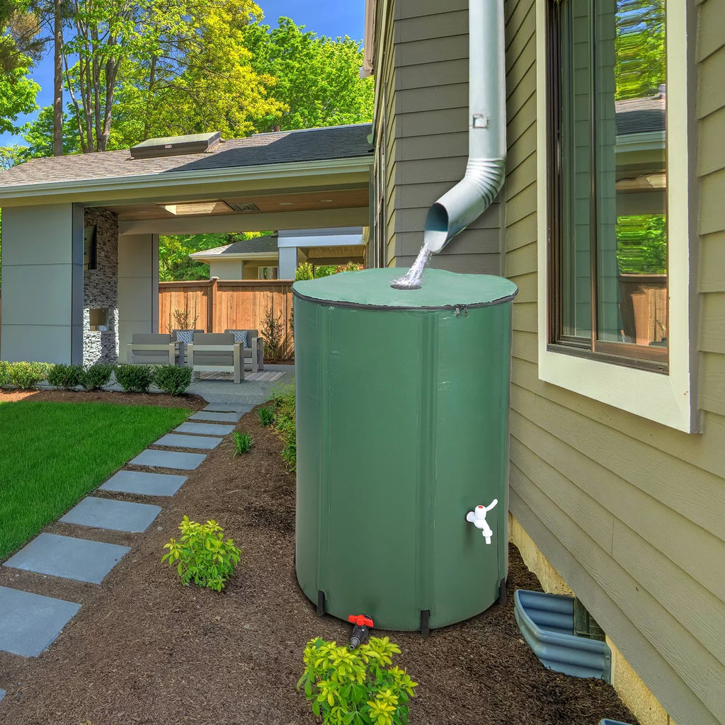 UBesGoo 100 Gallon Collapsible Rain Barrel; Portable Storage Tank; Rainwater Collection System Downspout