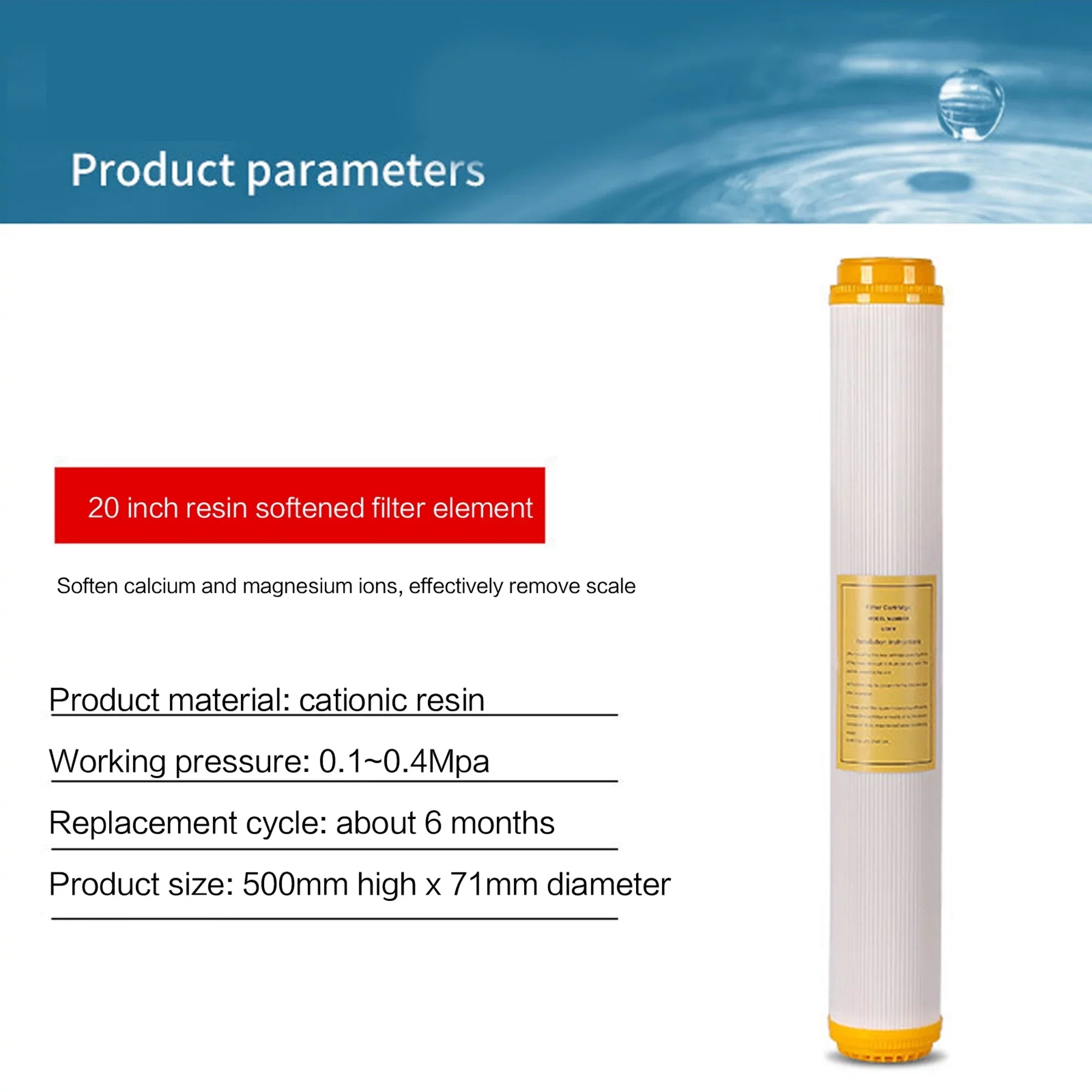 Filter Element Purifier Ion Exchange Resin Softening Filter