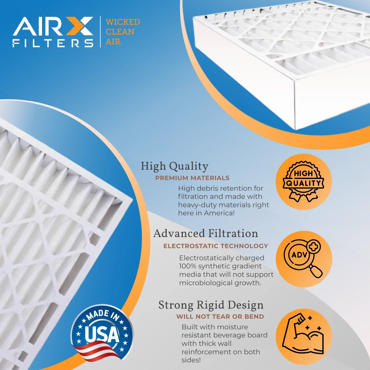 19x20x4 Air Filter MERV 11 Comparable to MPR 1000; MPR 1200 & FPR 7 Compatible with Bryant Carrier FNCCAB0021 FILXXFNC-0021 USA Made 19x20x4 Furnace Filter 2 Pack by AIRX FILTERS WICKED CLEAN AIR.