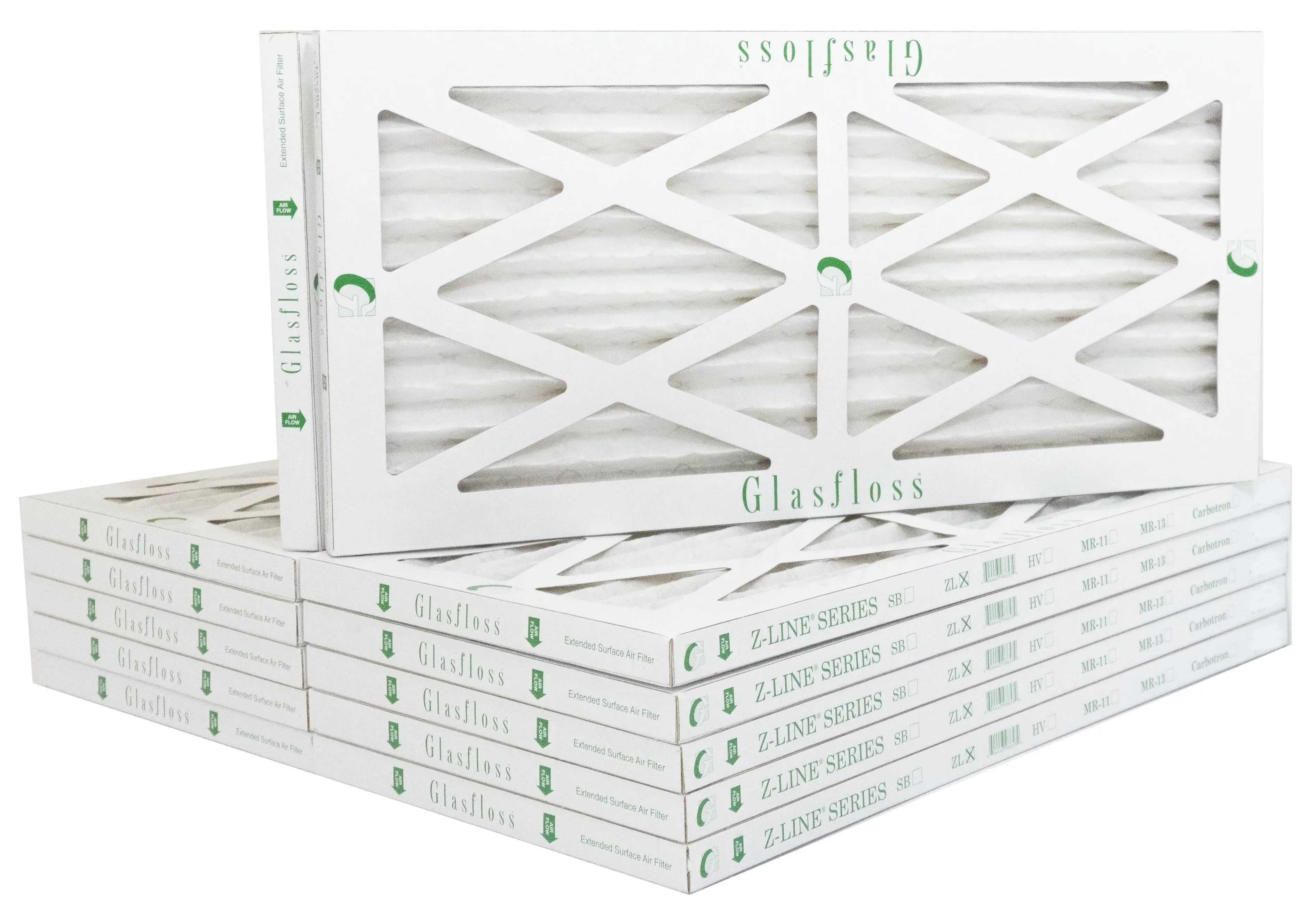 Glasfloss 13x18x1 - MERV 10 -Qty:12 - Furnace Air Filter - Made in USA (Actual Size: 12.5 x 17.5x7/8 inch)